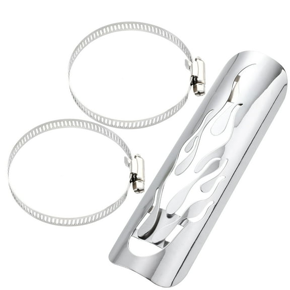 Universal Motorcycle Exhaust Heat Shield Muffler Cover for Harley with 90-110mm Clamps Silver Tone