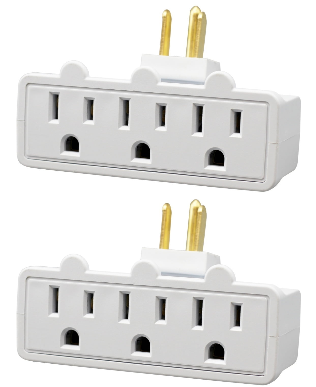 3 Outlet Grounded Swivel Wall Tap Splitter with 180° Rotating Plug, 1