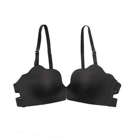 

fanshao Women Sexy Solid Color Front Closure Strappy Wireless Padded Push up Thin Bra