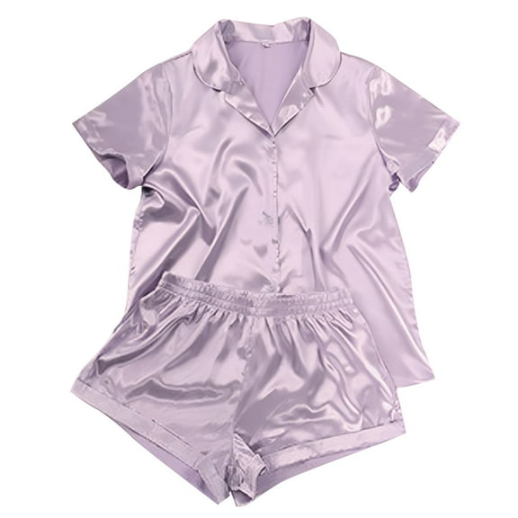 Silk Pajamas for Women 2 Piece Button Down Nightgown Short Sets for Women Lounge Wear for Women Cute Pajama Sets for Women