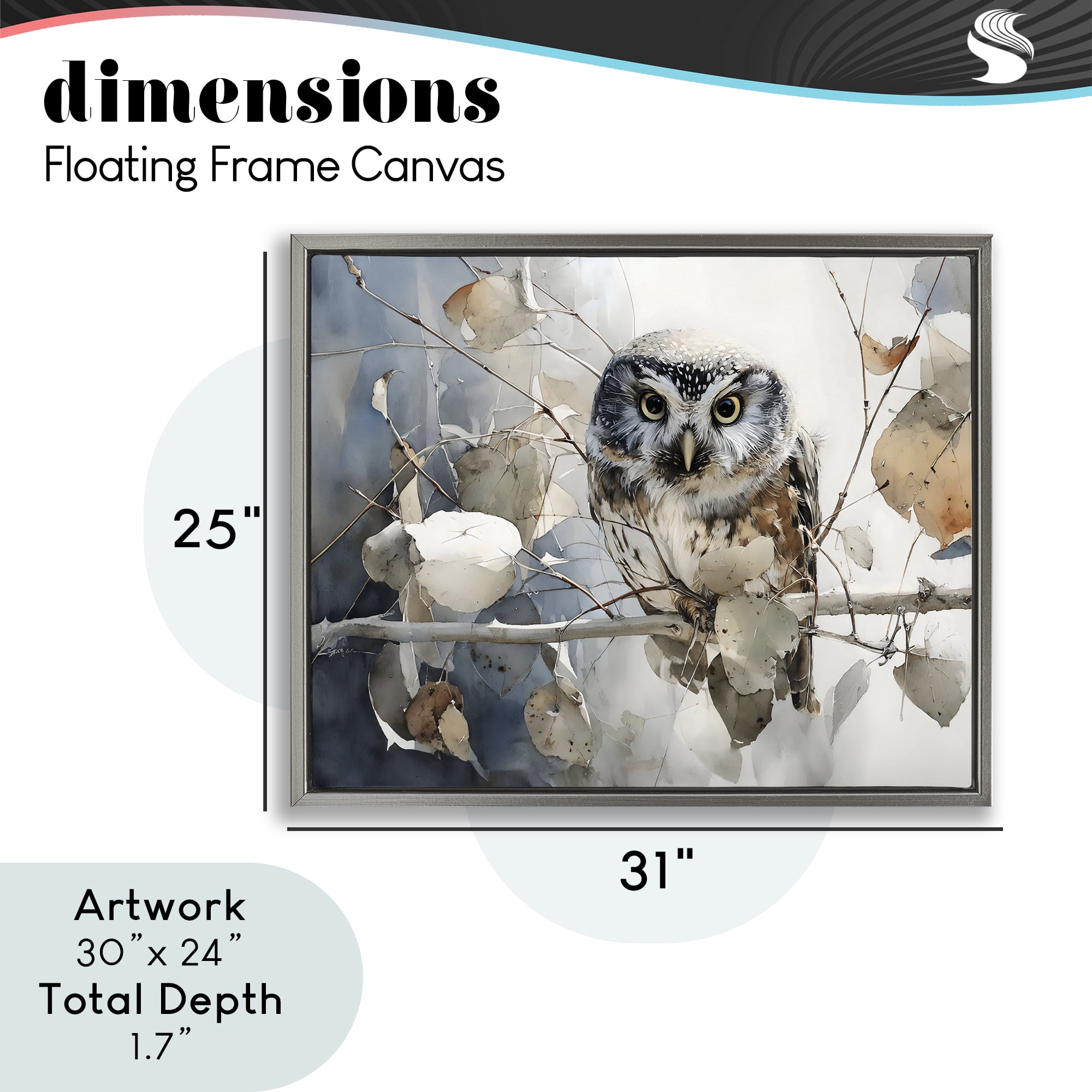 Stupell Industries Hoot Owl on Autumn Branch Gray Framed Floater Canvas Wall Art, design by Franklyn Gregory