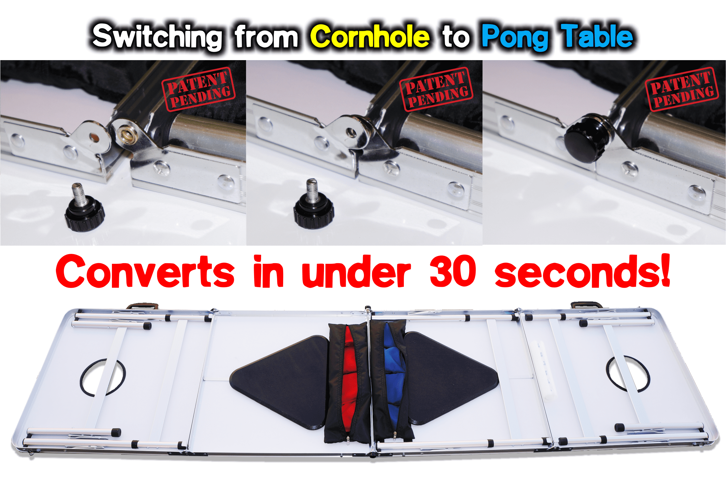 2-in-1 Cornhole Boards & Beer Pong Table - New York Football Field