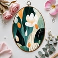 thumbnail image 7 of Canvas Wall Art Abstract Floral Botanical Green Beige Wildflower Flower Market Boho Oval Framed Canvas Prints Vintage Wall Hanging Decor for Home Office Nursery Family Gift 8.6"x11.4", 7 of 7