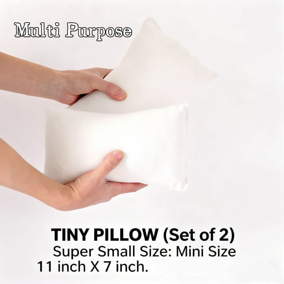 EVOLIVE 2-Pack Gray Micromink Shell Mini Tiny Pillows, 11"x7" - Machine Washable, Lightweight, Breathable Multi-Purpose Travel Pillows for Neck, Back Support, Pet Use (Cream, 7"x11")