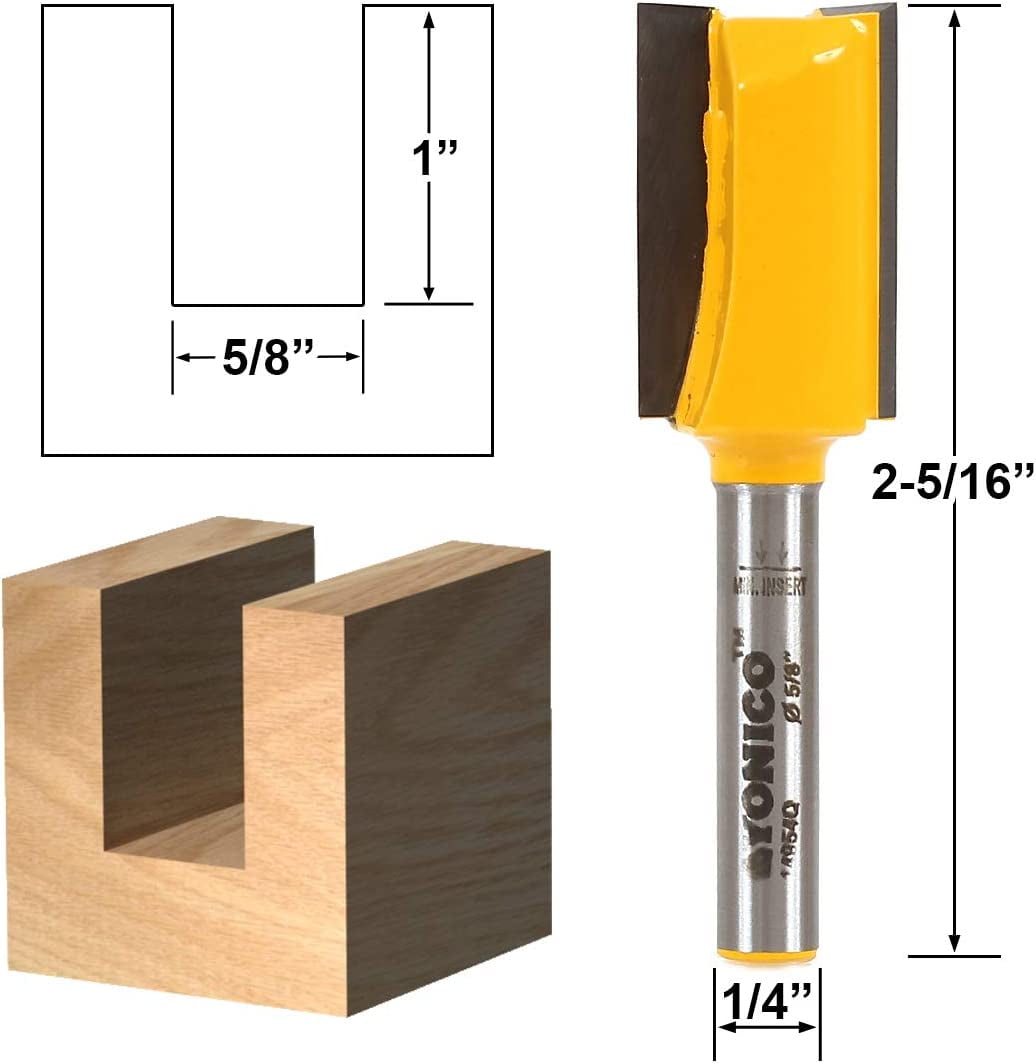 Yonico 5 Bit Straight/Dado Router Bit Set - 1/4" Shank - 14522q