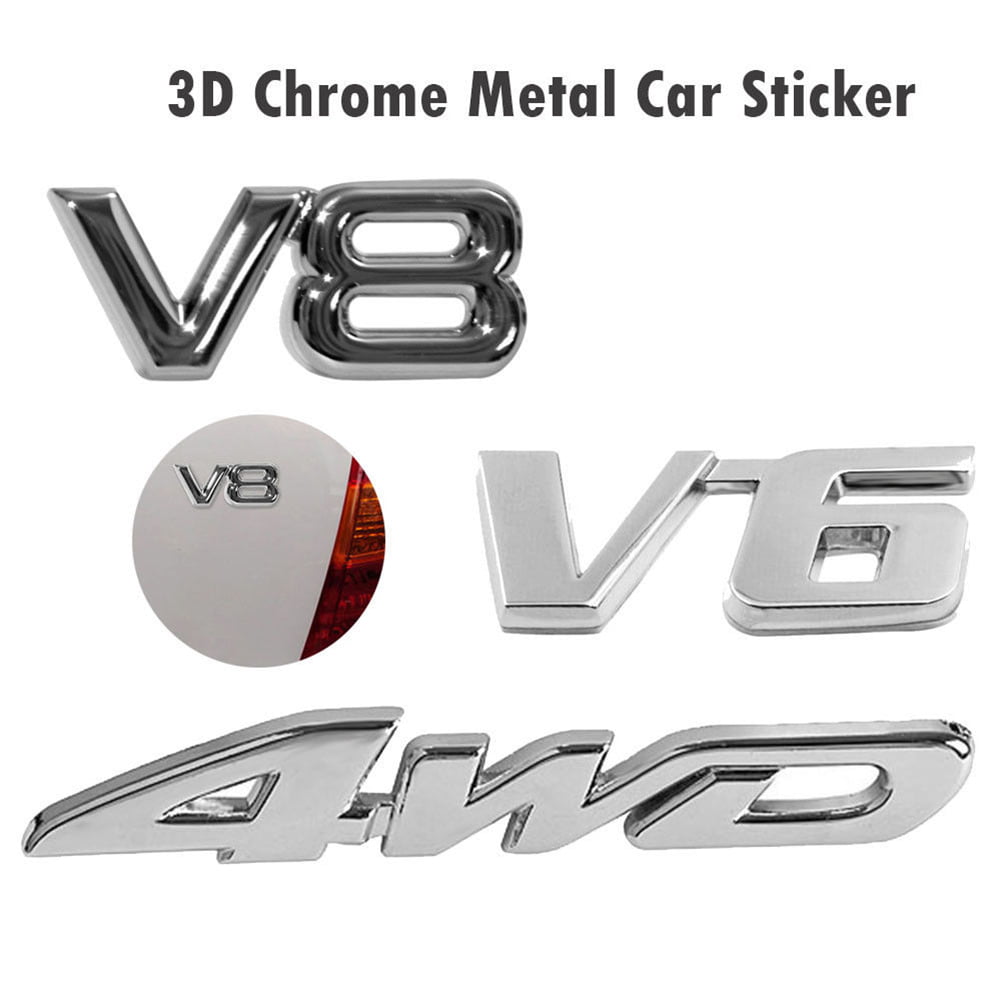 Auto 3D Metal Car V8/V6 Logo Car Decals Adhesive Badge Emblem Sticker Decoration