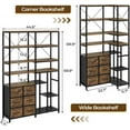 Corner Bookshelf with 6 Fabric Drawers, Convertible Tall Bookcase 7