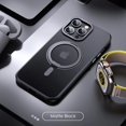 thumbnail image 1 of Magnetic 360°Rotation Stand Phone Case For iphone 11 12 13 14 15 Pro Max 15Plus With Ring Holder Frosted Transparent Cover Funda Matte Black For iphone 14 ProMax, 1 of 6