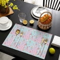 thumbnail image 3 of Pastel Princess Pattern Summer Placemats Table Placemats Set Of 6-Linen Kitchen Washable Placemats Table Mats 11.8"x17.7"Non-Slip Heat Resistant, 3 of 5