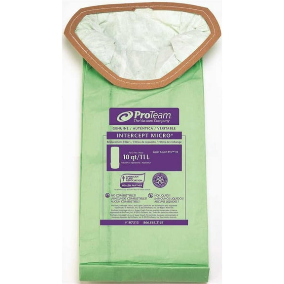 Proteam 107313 Vac Bags, SuperCoach Pro 10 Vacum Bag Filters Traps Dangerous Spores (10/pk)
