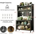 thumbnail image 2 of Kitchen Pantry Cabinet Storage with Microwave Shelf 5 Tier Metal Sideboard Baker's Rack Coffee Bar Hutch Buffet Laundry Storage, with Wheels & Hooks, 2 of 8