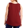 thumbnail image 6 of Ladies Plus Size Tank Tops, Loose Fitting Sleeveless Solid Tee 2025 Summer Casual Round Neck Sleeveless Shirts Flowy Blouse Women's Racerback Tank Tops Wine L, 6 of 7