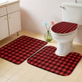 thumbnail image 2 of Black Red Plaid Bath Mat 3 Piece Bathroom Rug Set, Vintage Rustic Buffalo Checked Gingham Non Slip Bath Rug Contour Mat and Toilet Lid Cover, Absorbent Shower Mats Soft Bath Rugs and Mats Sets, 2 of 8