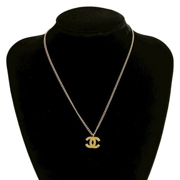 Pre-Owned 03P CHANEL Vintage Coco Mark GP Necklace Pendant Choker Gold 68731 (Good)