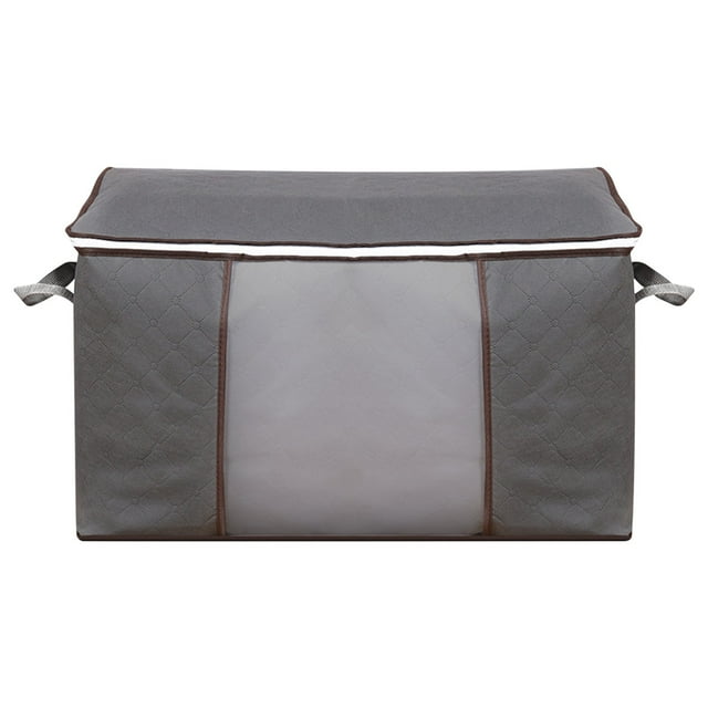 TopLLC Storage Bins Large Storage Bags, foldable and durable with handles, designed for organizing clothes, blankets, comforters, and bedding. Features a 90L capacity, measuring 23 x 16 x 13 inches (60 x 42 x 35 cm), with a front window panel for visibility. Reinforced handles and sturdy zippers ensure portability and reliability, ideal for closet organization and garment protection.