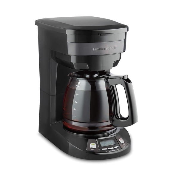 Hamilton Beach - Cafetera programable para goteo de 12 tazas con 3 opciones de preparación, jarra de