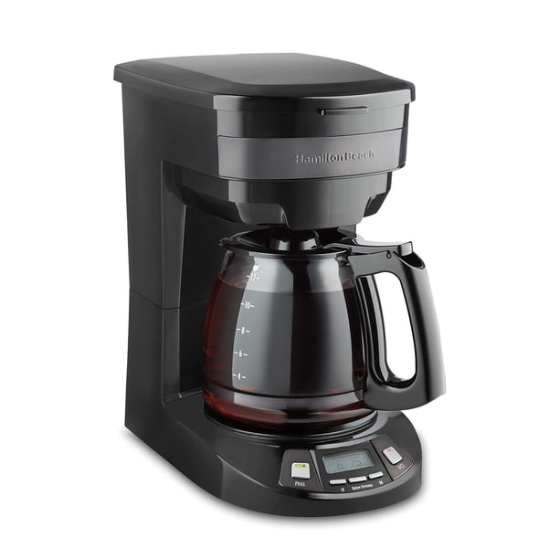 Hamilton Beach - Cafetera programable para goteo de 12 tazas con 3 opciones de preparación, jarra de