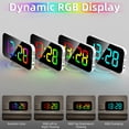 thumbnail image 4 of Despertador electronico Reloj despertador digital con luz RGB dinámica Brillo regulable Función de repetición ajustable Puerto de cargador USB Reloj con espejo 12H/24H para dormitorio Decoración de la, 4 of 7