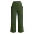 thumbnail image 4 of Sunnin Solid Color High Waist Pants Elastic Waist with Pockets Cropped Casual Everyday Wear Pants for Women, 4 of 6