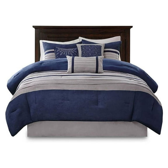 Pemberly Row 7-Piece Polyester Microsuede Comforter Set in Blue