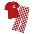 thumbnail image 2 of ITSAME Girls Outfits 2-Piece Crewneck T-Shirt and Plaid Pants Kids Casual Home Clothes Set Red Size 7, 2 of 9