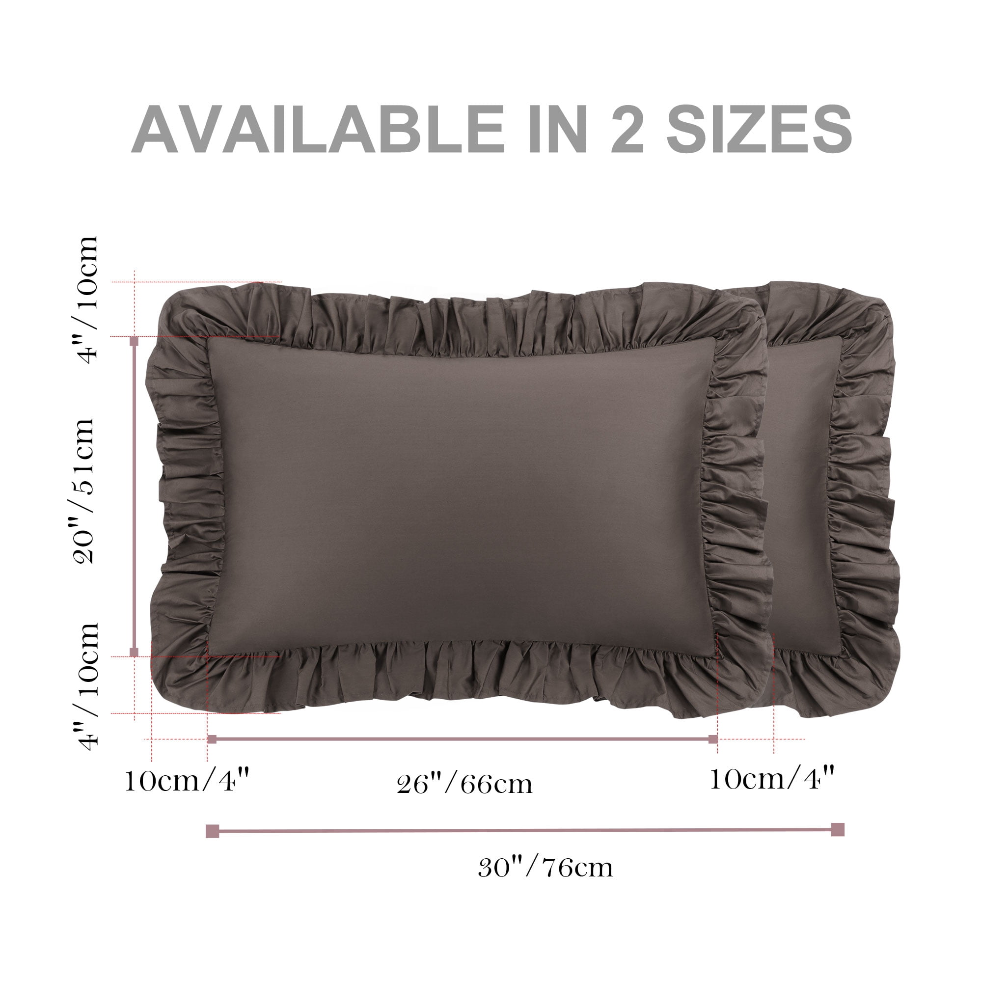 Unique Bargains 2 Pcs 100% Cotton Envelope Closure Ruffled Pillowcases Beaver Queen