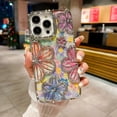 thumbnail image 2 of Compatible with iPhone 15 Pro Max 6.7" Phone Case Plating Bling Colorful Floral 3D Clear Cover Soft TPU Cute Camera Protection Shockproof Back for Women Girls iPhone Case, Silver, 2 of 13