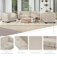 thumbnail image 6 of Luxury 3 Piece Living Room Sofa Set, 3-Seat Couch and Loveseat & Chair Furniture Set, Modern Velvet Comfy Cloud Couches Set with Button Tufted and Solid Wood Legs, Beige, 6 of 9