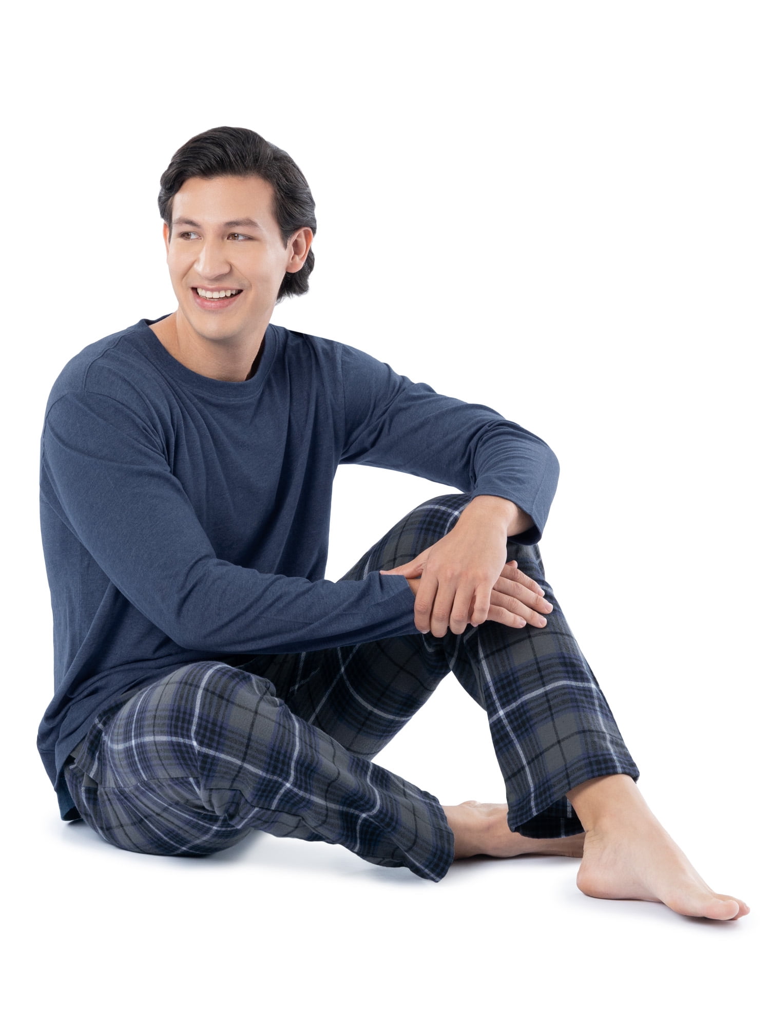 Fruit of the Loom Men's Jersey Knit Top and Flannel Pajama Pants Set, 2-Piece, Sizes S-5XL