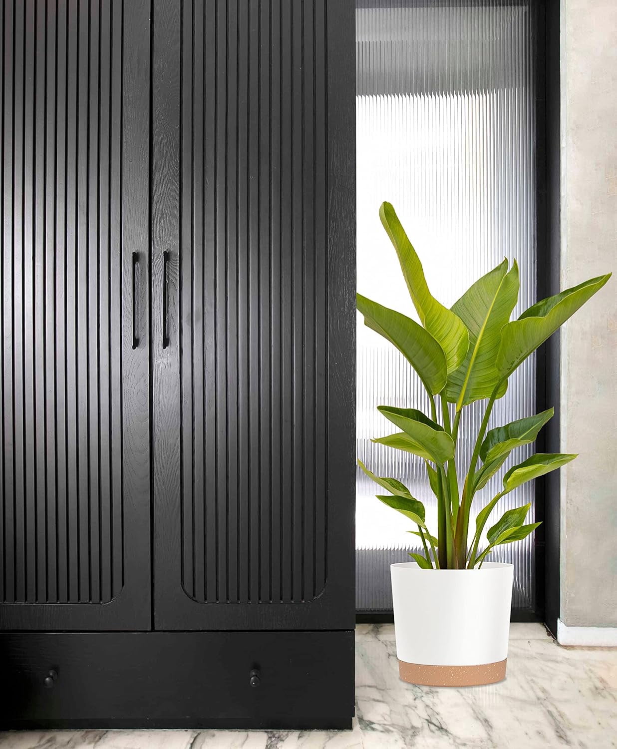 Plant Pots for Indoor Plants, 2 Pack 12 Inch Pots for Plants, Lightweight Large White Planters for Indoor Plants Outdoor Plants, Big Plastic Plant Pot Flower Pot with Drainage (12” White)