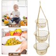 thumbnail image 2 of Transemion 3-Tier Fruit Vegetable Basket Fruit Hanger Organizer Storage Kitchen Stand Golden 1Set, 2 of 6