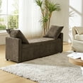 thumbnail image 4 of 59" Storage Bench Upholstered Bed End Foot Stool 2 Throw Pillows Bedroom Entryway Living Room Taupe, 4 of 7