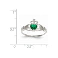 thumbnail image 2 of 14k White Gold CZ May Birthstone Claddagh Heart Ring, 2 of 2