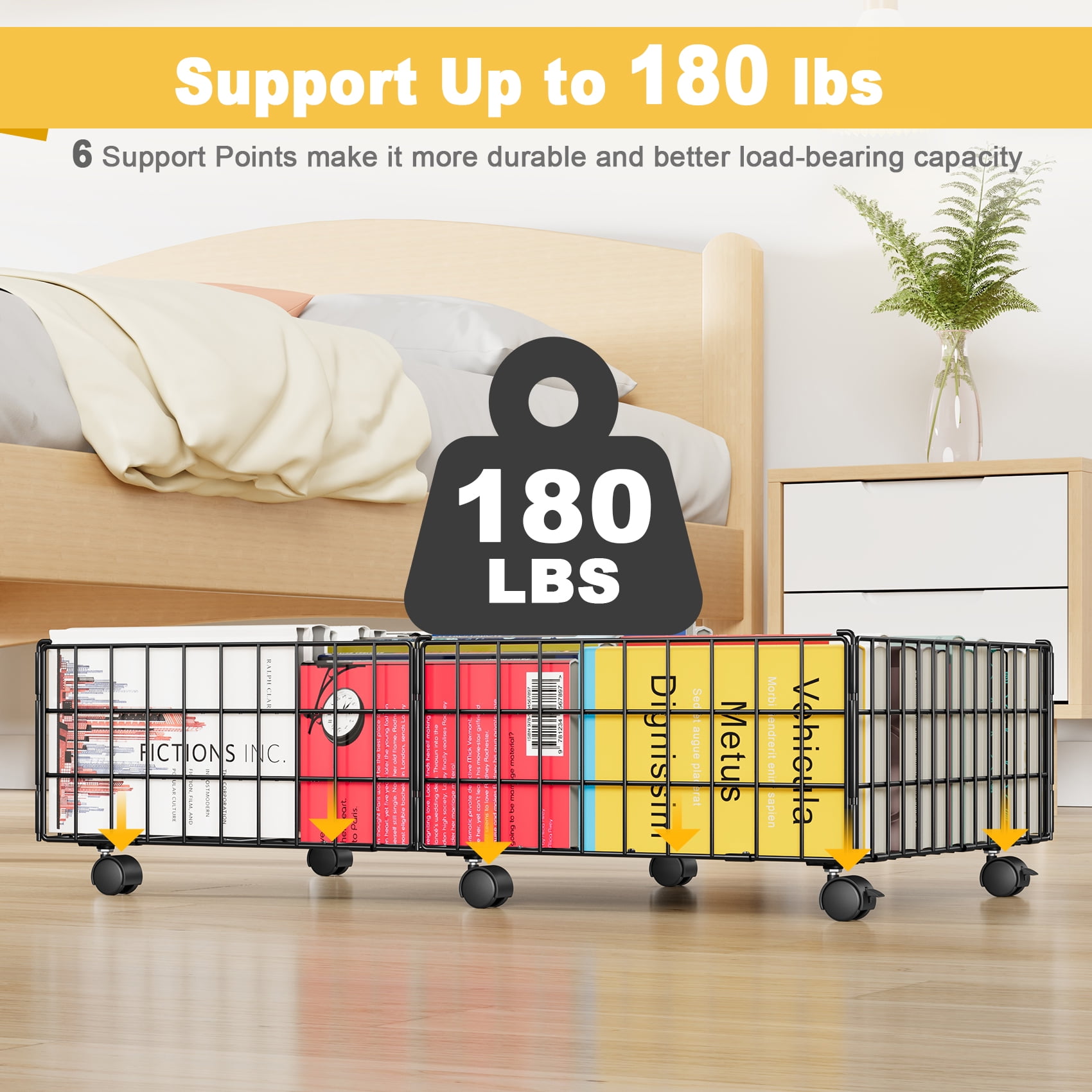Mr IRONSTONE Under Bed Storage with Wheels, 2 Pack Living Room Bedroom Storage Organizers, Large Metal Under Bed Drawer Containers, Black
