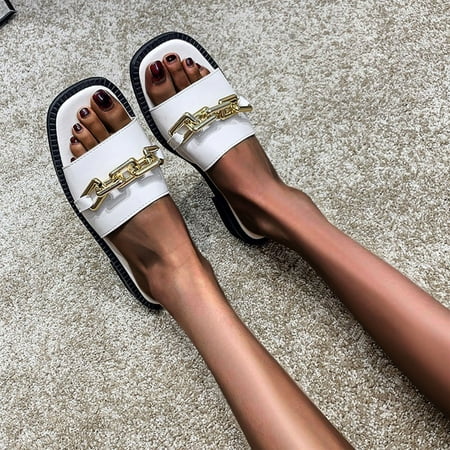 

Summer Wear New Soft Bottom Chain Flat Bottom Sandals Large Women