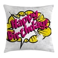 thumbnail image 1 of Birthday Decorations Throw Pillow Cushion Cover, Pop Art Comic Book Style Design Lettering Explosion Blast Effect Dots, Decorative Square Accent Pillow Case, 20 X 20 Inches, Multicolor, by Ambesonne, 1 of 2