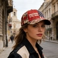 thumbnail image 4 of 250 Anniversary USA Hat, We the People Patriotic Hat, Vintage Floral American Flag Baseball Cap, Red White Blue USA Flag Trucker Hat for Men Women, #C, 4 of 7