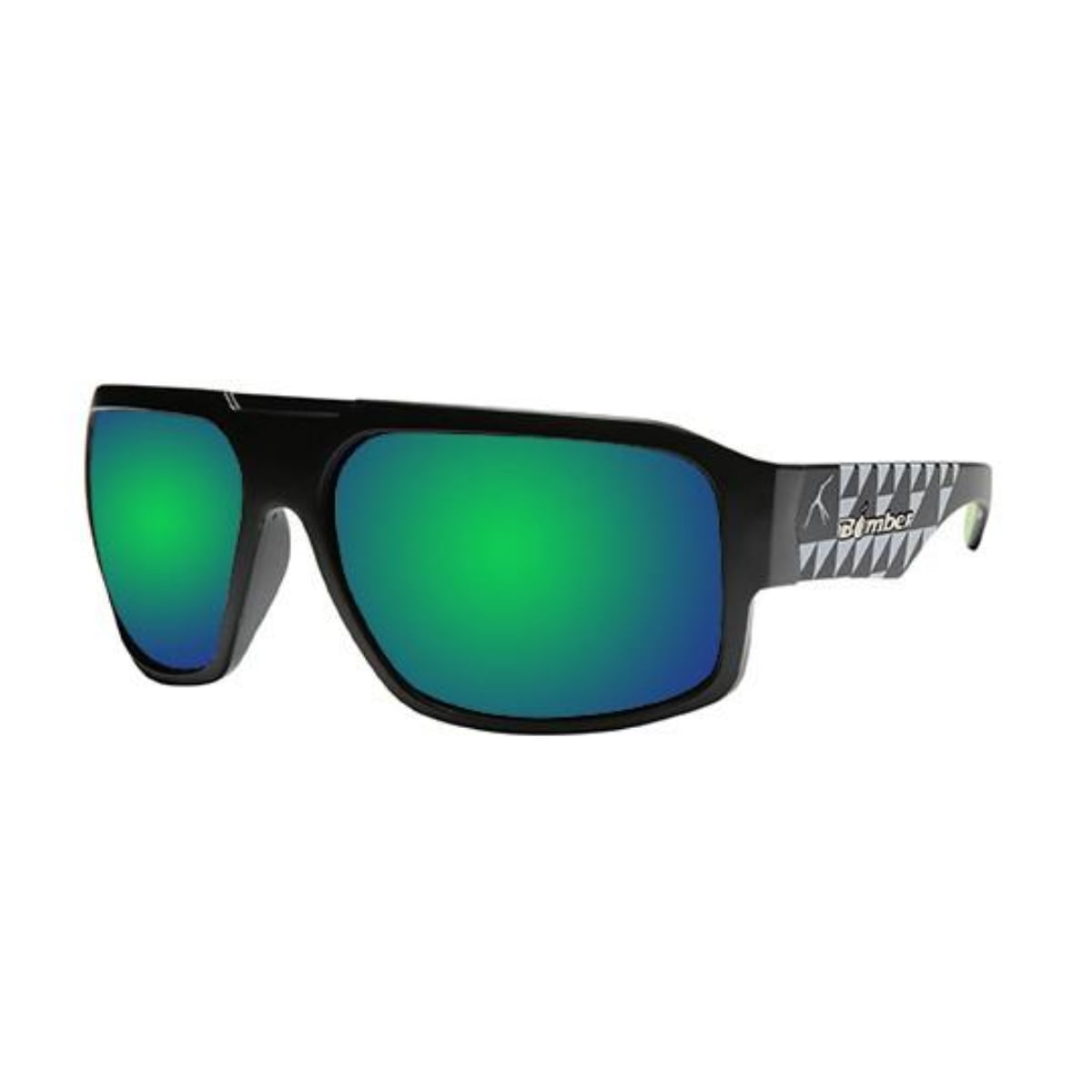 Bomber Sunglasses Mega Bomb Matte Black Frm / Green Mirror Polarized