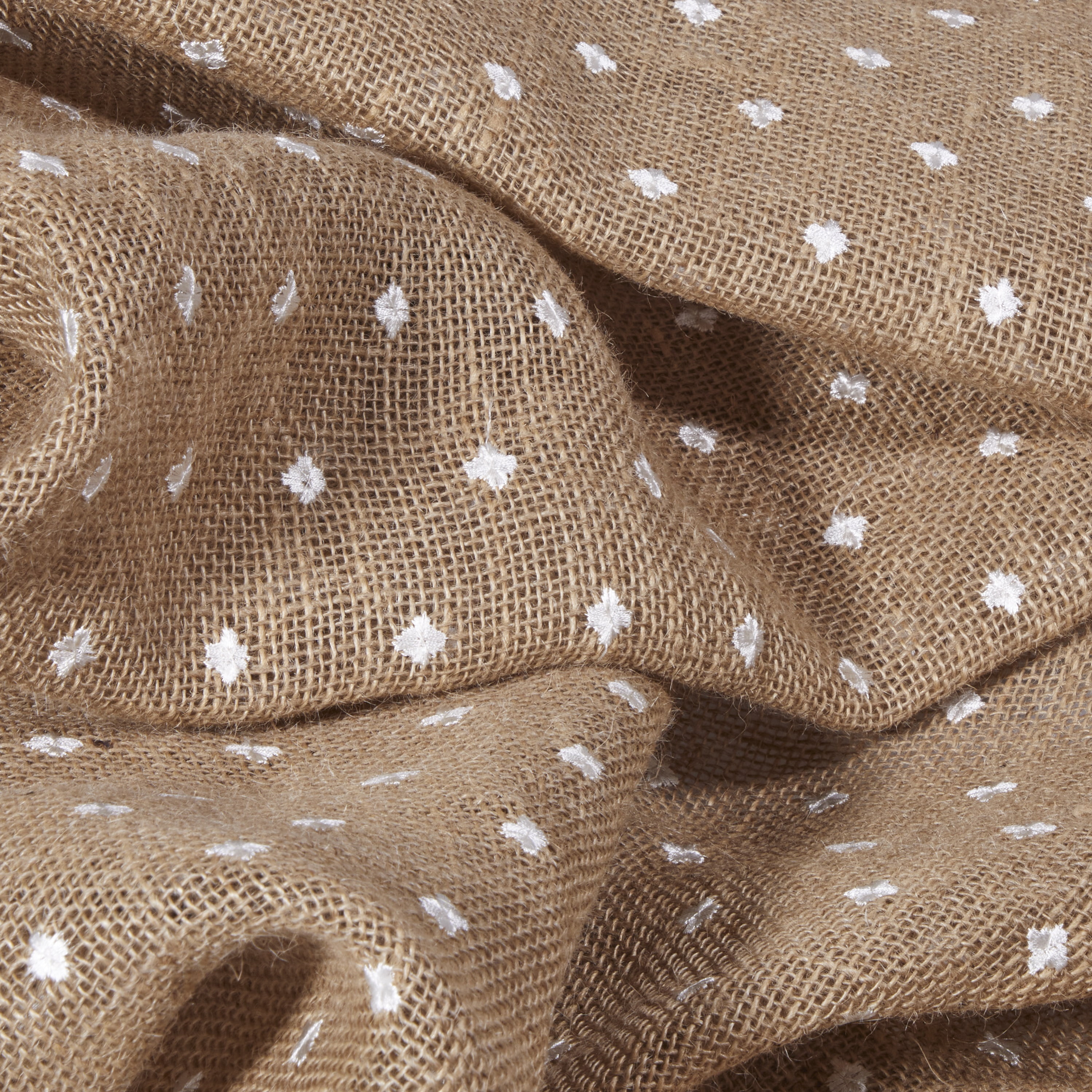 (2 pack) Love, Laugh, Craft Natural Jute Burlap Precut, 46"W x 2-Yards, White Swiss Dots