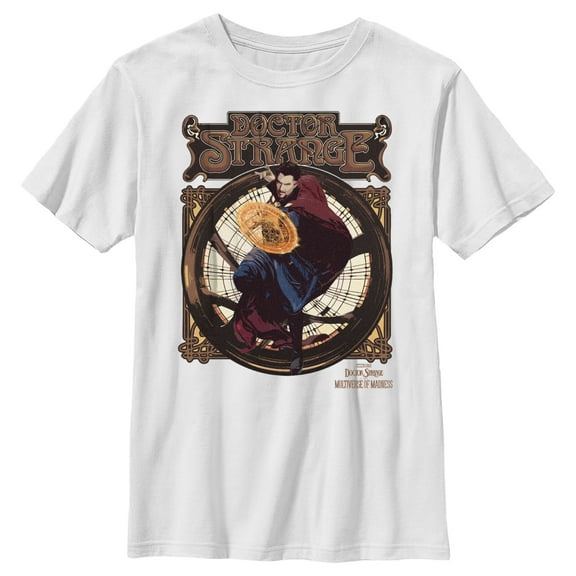Boy's Marvel Doctor Strange in the Multiverse of Madness Retro Strange Graphic Tee White Large