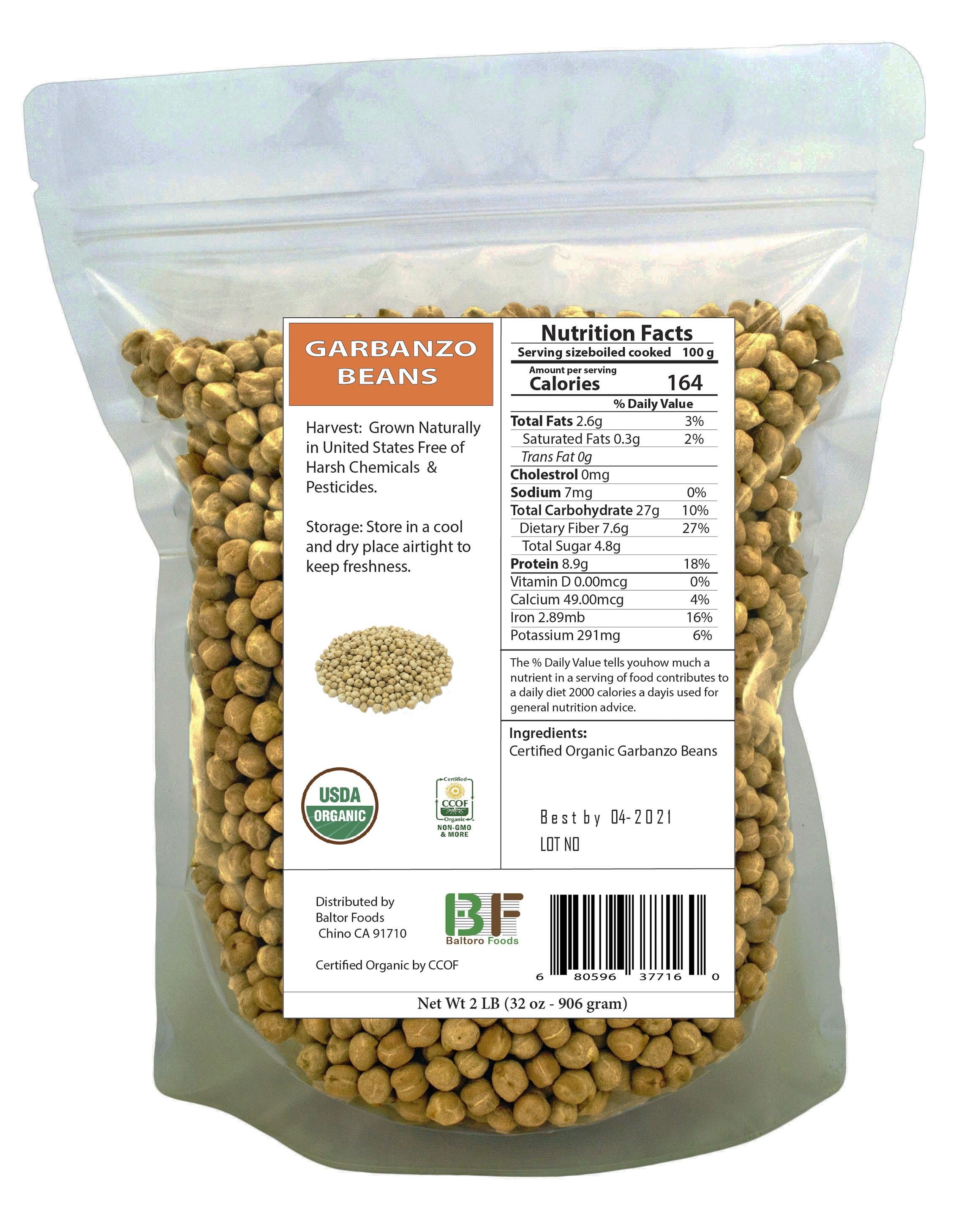 USA Grown USDA Organic Garbanzo Beans 'Chickpeas' Ceci 'Kabuli Chana