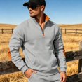 thumbnail image 3 of Homeyce Men Quarter Zip Pullover 1/4 Zip Mock Neck Fleece Sweatshirt Half Zip Long Sleeve Mock Neck Pullovers Casual Dress Fleece Lined Quilted Sweatshirt For Golf Daily Relaxed Fit,Gray 3XL, 3 of 4
