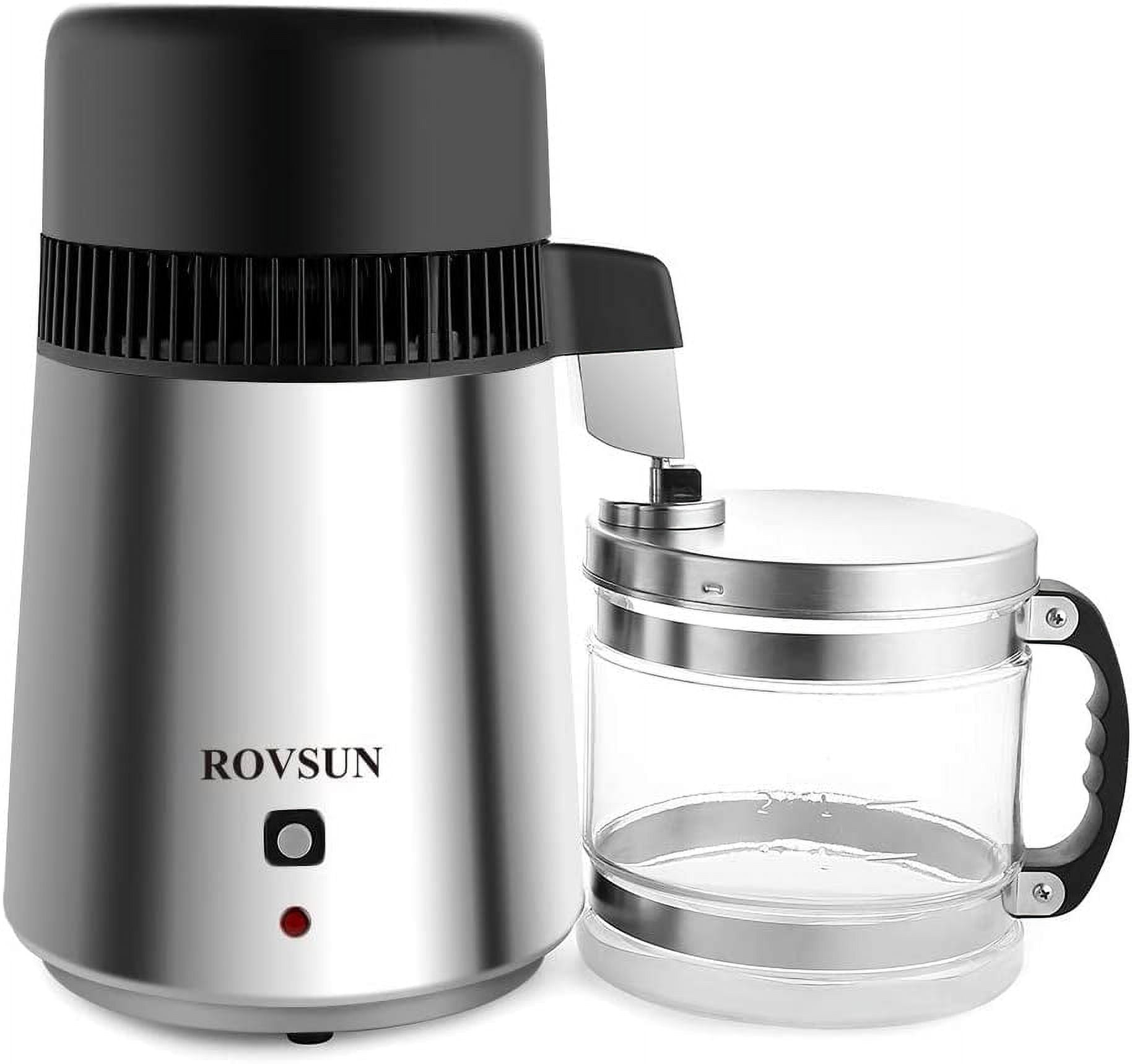 ROVSUN【Upgraded】4L Countertop Water Distiller Machine Stainless Steel for Home, 750W Distilled Water Maker with Glass Container, 1L/H, Golden