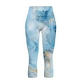 thumbnail image 4 of SCRAWLGOD Marble Print Blue Golden Women's Capri Yoga Leggings with Pockets, Non See Through Casual Yoga Pants Leggings for Running Cycling Tummy Control Workout Yoga Capris, XXL, 4 of 7