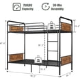 thumbnail image 2 of Metal Bunk Bed Twin Over Twin Heavy Duty Twin Size Convertible Bunk Bed with Guardrail & Ladders, Noise Free, No Box Spring Needed, Vintage Black, 2 of 5