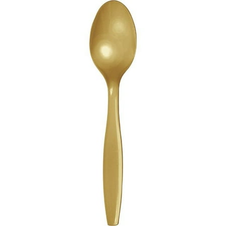 - Touch of Color Premium Plastic Spoons, Glittering Gold, 24 Ct
