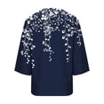 thumbnail image 3 of Xuyuer Women's 3/4 Length Sleeve Tops V Neck Casual Vacation Loose Fit S-5XL Ruffle Cuffs Shirts Dressy Flowy Tunic Tops Hawaiian Shirts Summer Floral Printed Shirt Casual Soft Tunic Tops, 3 of 5