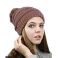 thumbnail image 4 of NYFASHION101 Unisex Multicolor Warm Cable Knit Slouch Pom Pom Beanie Cap - Raspberry/Beige, 4 of 4
