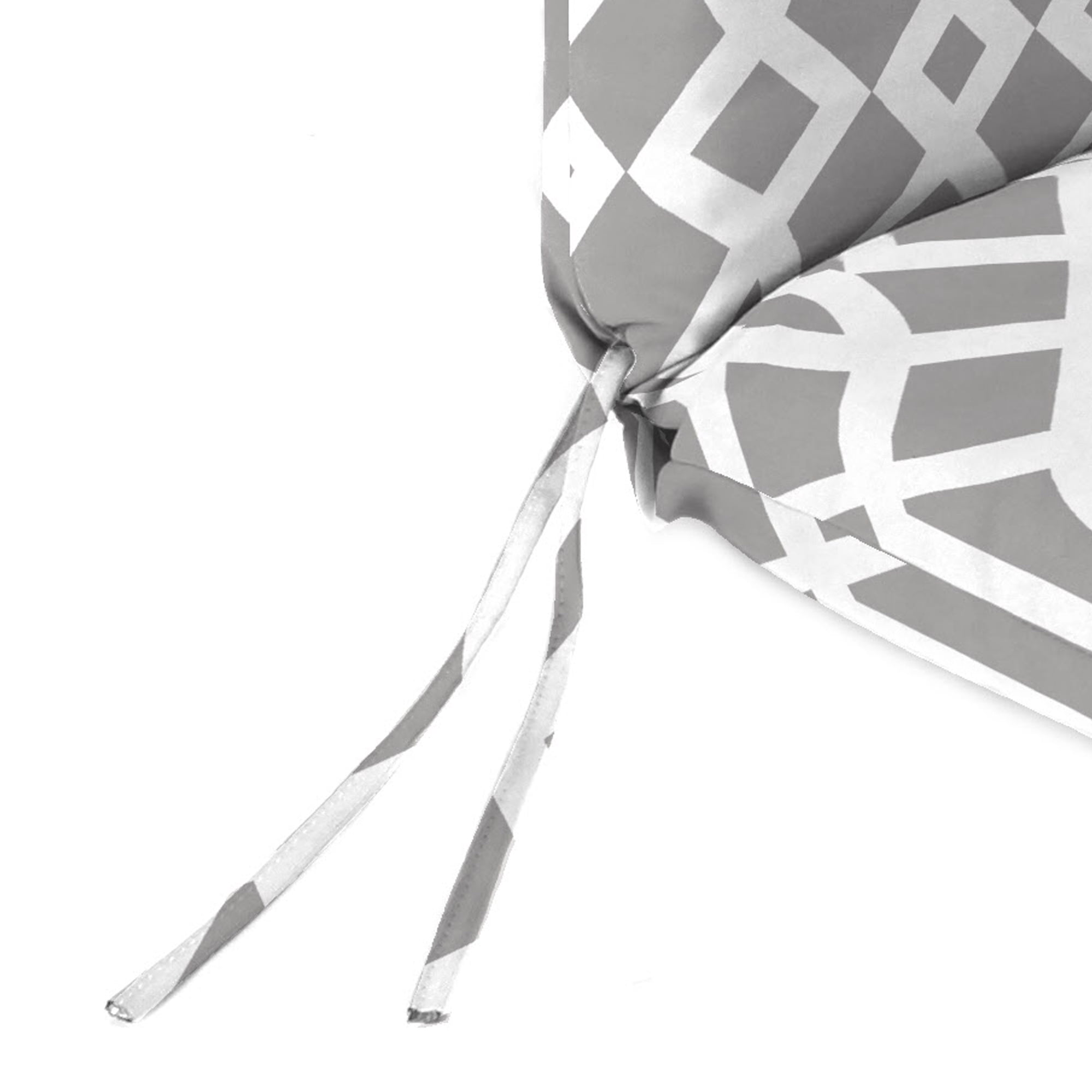 Jordan Manufacturing 44" x 22" Chauncey Pumice Gray Geometric Rectangular Outdoor Chair Cushion with Ties and Hanger Loop