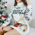 thumbnail image 4 of Merry Christmas Sweater Dress for Women 2025 Long Sleeve Turtleneck Reindeer Xmas Pullover Sweater Jumper Tops, 4 of 8